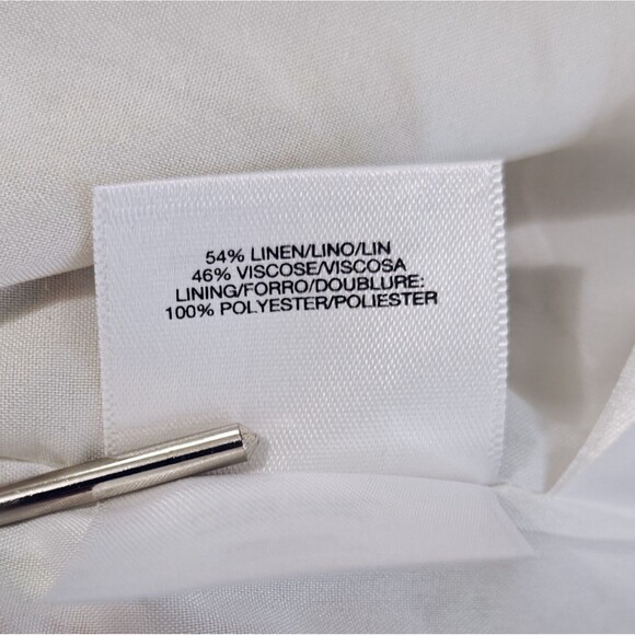 NWT Kasper Linen Blend Dress 8 Floral Sheath Straight Orange White Green Key New - Picture 9 of 10